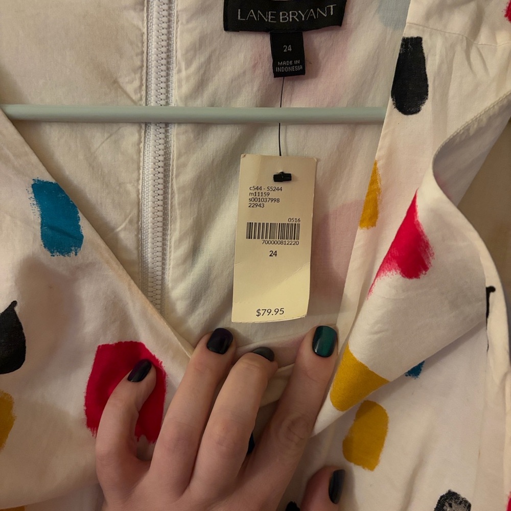 NWT Lane Bryant White Midi Dress with Colorful Accents 24 - Picture 2 of 4